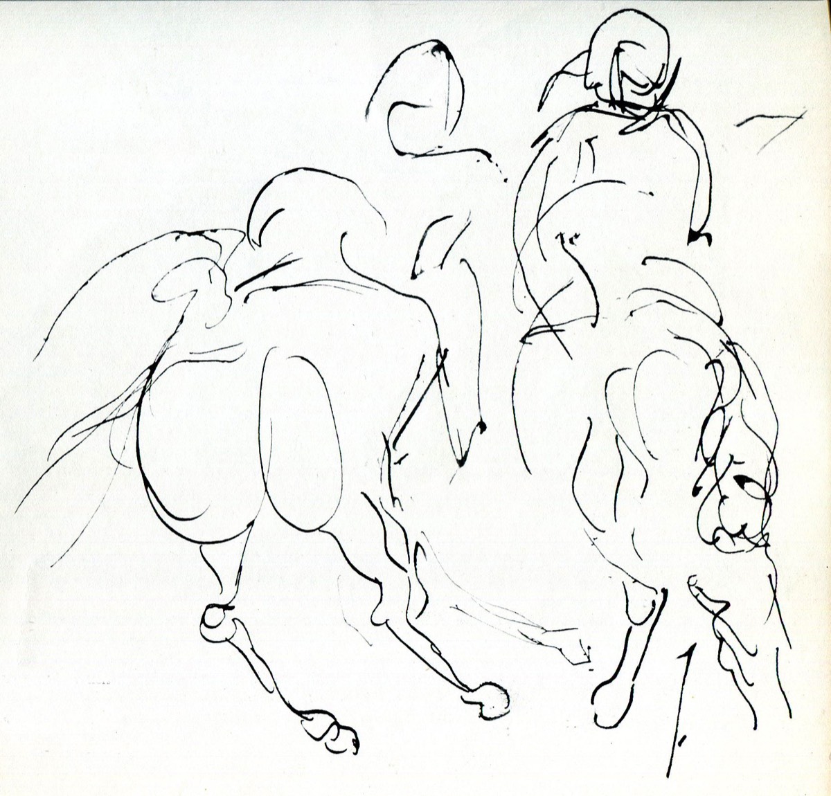 Eugène Delacroix 1798-1863- Croquis études de cavaliers - Plume