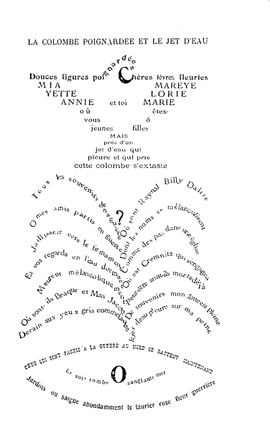 Guillaume Apollinaire - La colombe poignardée et le jet d’eau - 1918