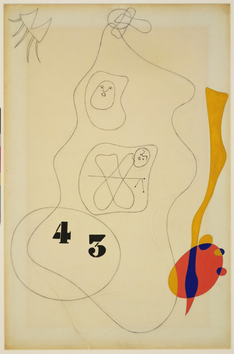 Joan Miró. (1893-1983) Sans titre (1934) Gouache et crayon sur papier