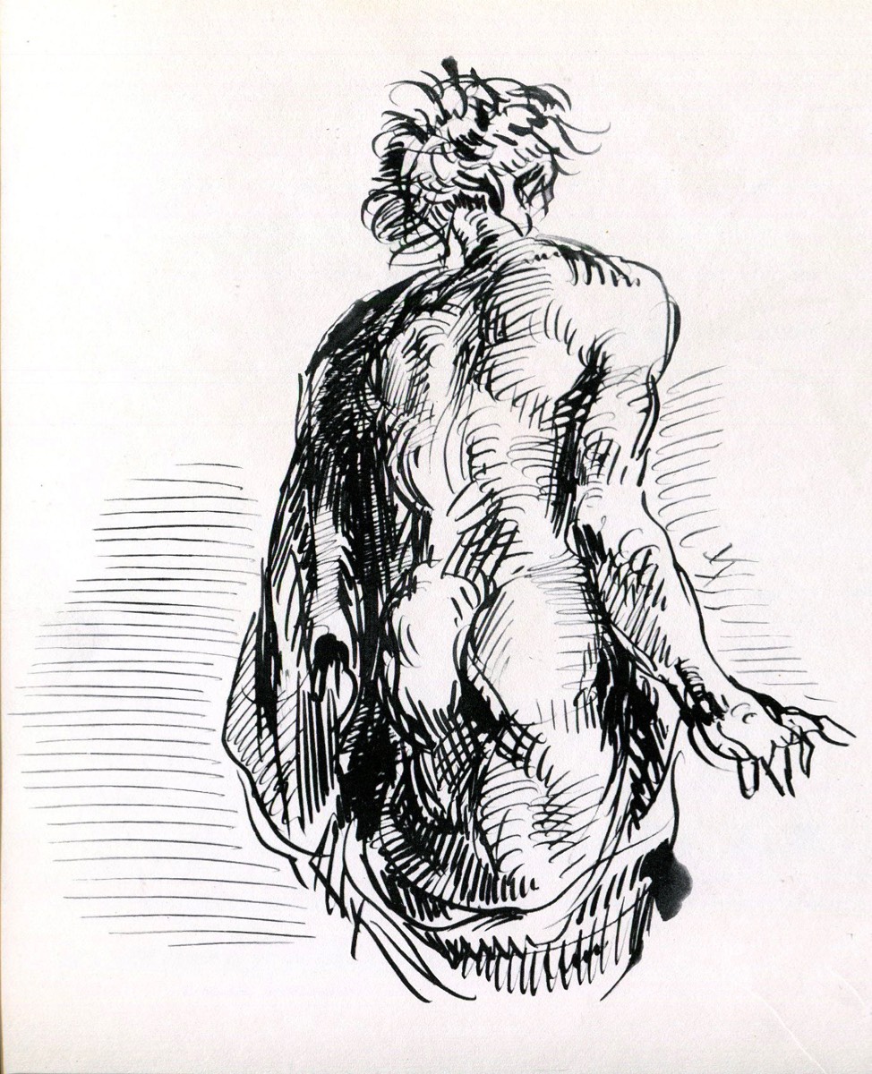 Eugène Delacroix 1798-1863- Croquis étude de nu - Plume