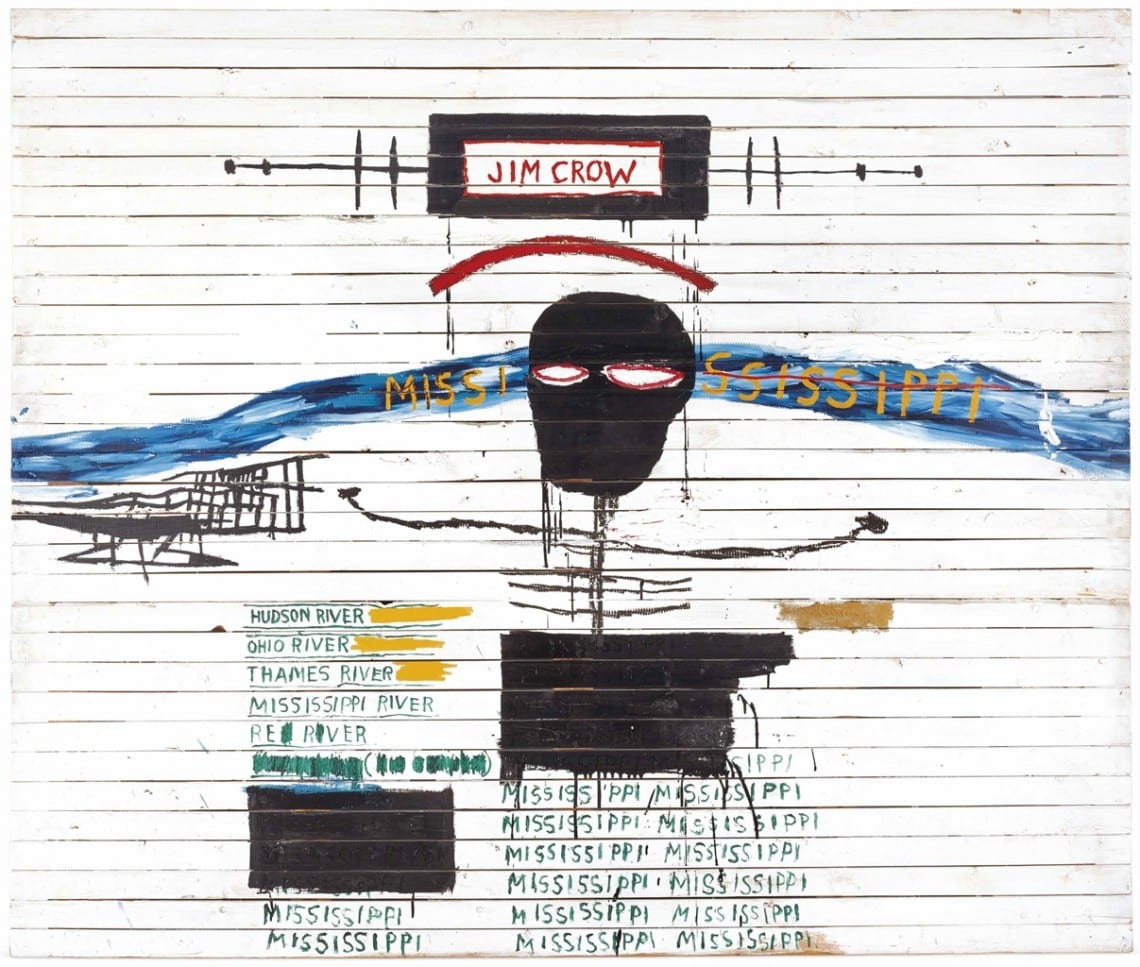 Jean Michel Basquiat, Jim Crow, - 1986, acrylic and oil stick on wood